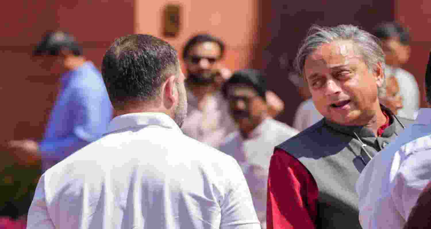 A file photo of Shashi Tharoor and Rahul Gandhi. A file photo of Shashi Tharoor and Rahul Gandhi.