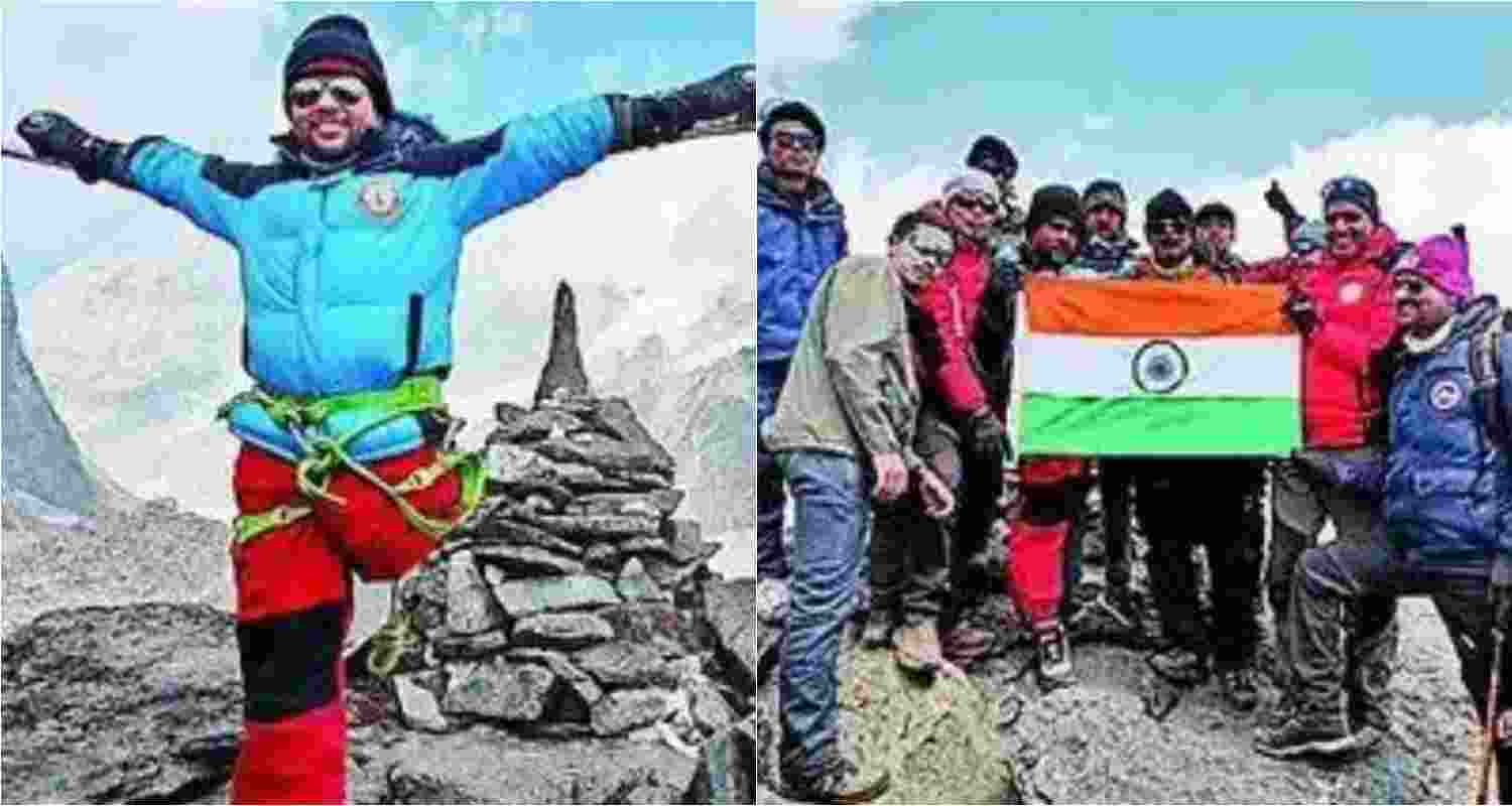 Uday Kumar after scaling Mount Rhenock, nestled in the scenic Kanchenjunga National Park of West Sikkim. Kumar's expedition reached a historic pinnacle as he became the inaugural amputee to raise the largest Indian flag atop Mount Rhenock, spanning an impressive 780 square feet. Uday Kumar after scaling Mount Rhenock, nestled in the scenic Kanchenjunga National Park of West Sikkim. Kumar's expedition reached a historic pinnacle as he became the inaugural amputee to raise the largest Indian flag atop Mount Rhenock, spanning an impressive 780 square feet.