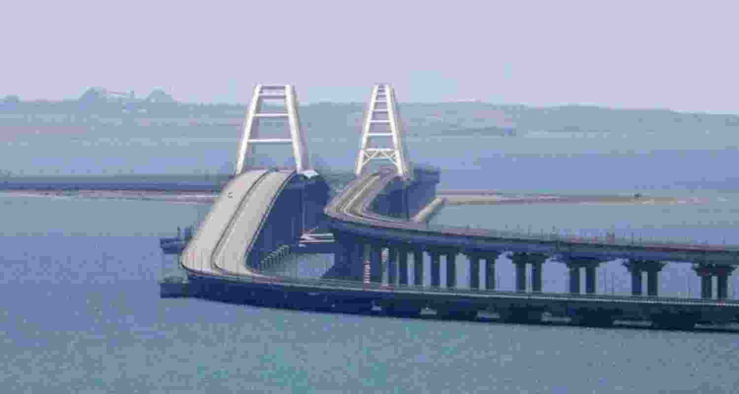 The SBU shared video footage that showed an explosion near a support pillar of the bridge. The SBU shared video footage that showed an explosion near a support pillar of the bridge.