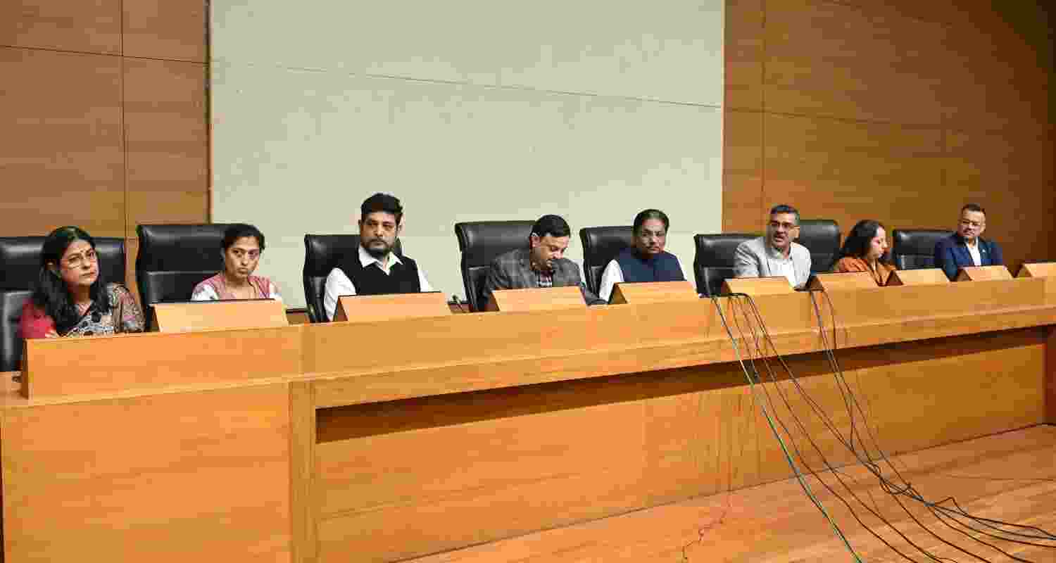 Rushikesh Patel making the announcement. Rushikesh Patel making the announcement.