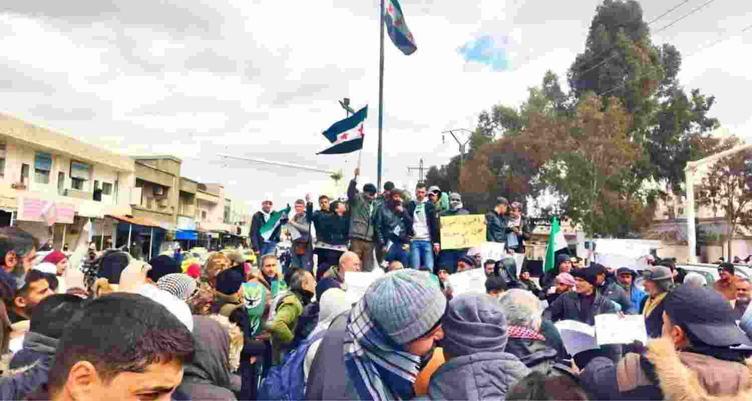 Syrians rally against Netanyahu’s demilitarisation call. Syrians rally against Netanyahu’s demilitarisation call.