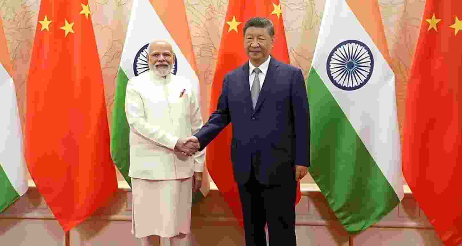 PM Modi meets Xi Jinping at SCO Summit in Tianjin. PM Modi meets Xi Jinping at SCO Summit in Tianjin.
