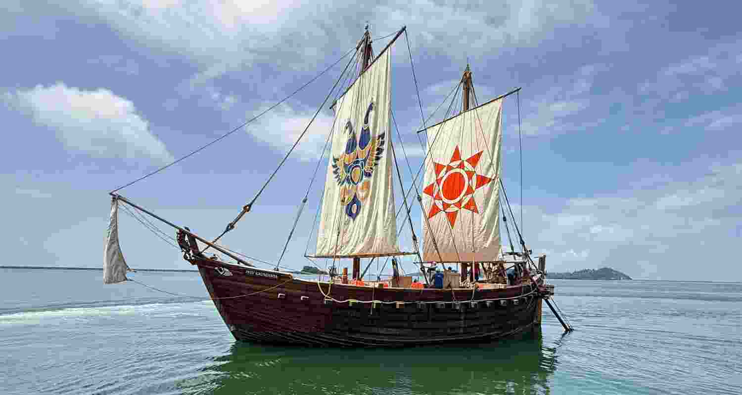 India revives stitched ship tradition with INSV Kaundinya. India revives stitched ship tradition with INSV Kaundinya.