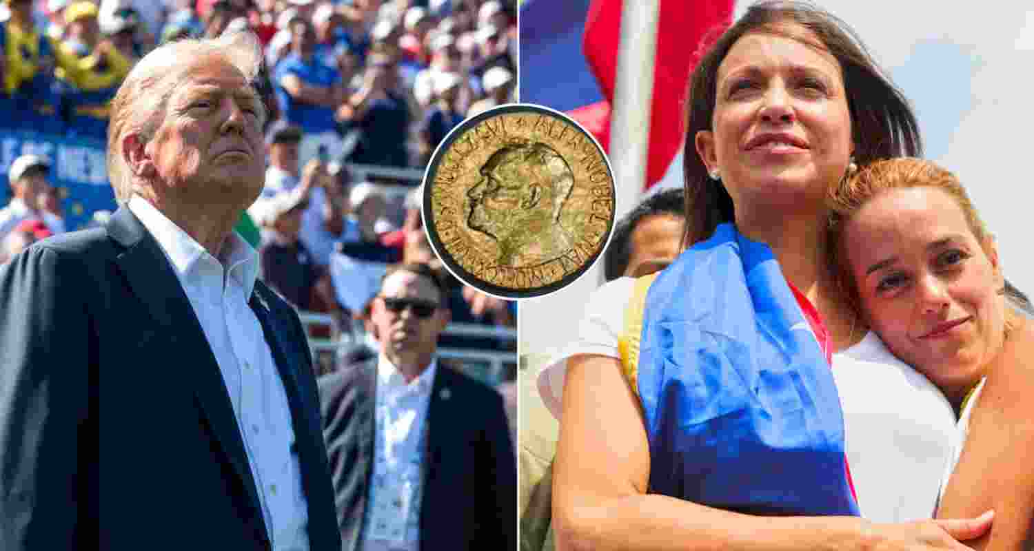 US President Trump says Venezuelan leader Maria Machado accepted prize for him. US President Trump says Venezuelan leader Maria Machado accepted prize for him.