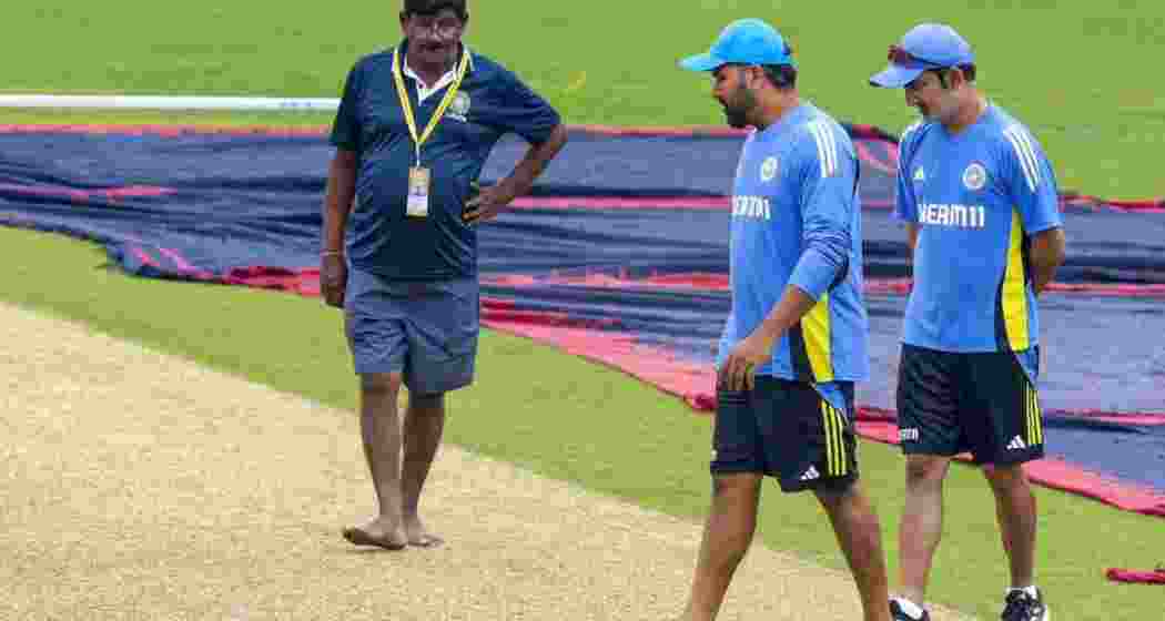 Indian cricket team head coach Gautam Gambhir and captain Rohit Sharma inspects pitch in Kanpur. Image taken from X. Indian cricket team head coach Gautam Gambhir and captain Rohit Sharma inspects pitch in Kanpur. Image taken from X.