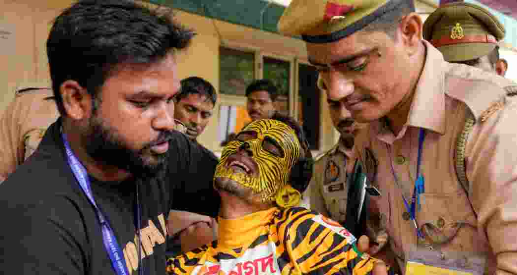 A Bangladeshi supporter after he was heckled by miscreants during the first day of the 2nd cricket Test match between India and Bangladesh at the Green Park Stadium, in Kanpur, Friday, Sept. 27, 2024. A Bangladeshi supporter after he was heckled by miscreants during the first day of the 2nd cricket Test match between India and Bangladesh at the Green Park Stadium, in Kanpur, Friday, Sept. 27, 2024.