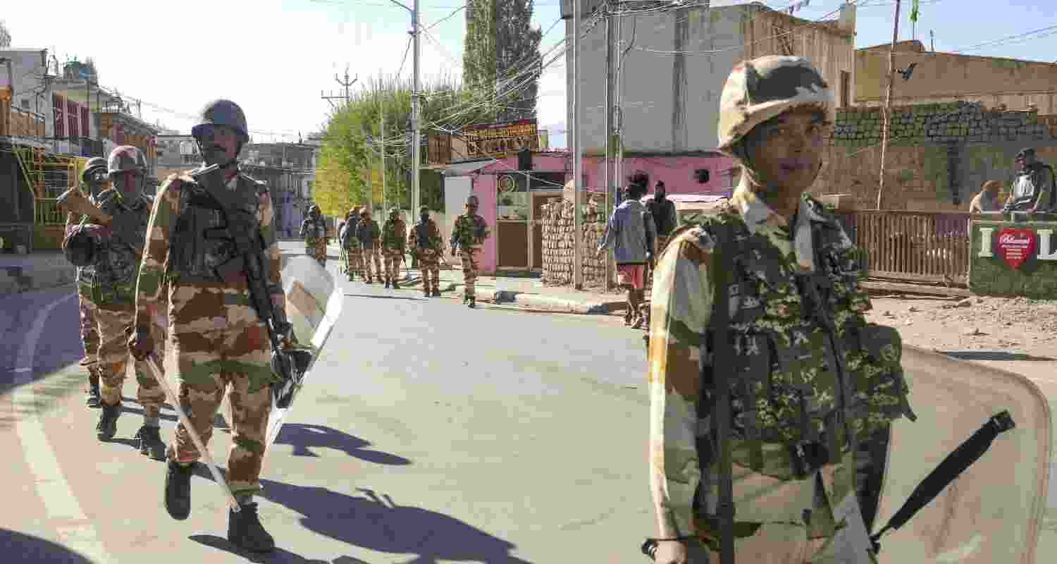 Curfew-like restrictions continue in Leh on Saturday. Curfew-like restrictions continue in Leh on Saturday.