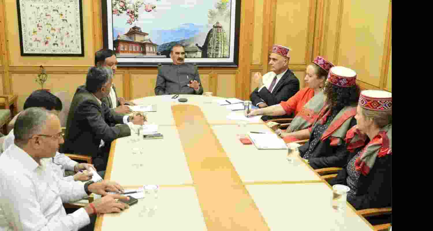 Chief Minister Thakur Sukhvinder Singh Sukhu during a meeting with a delegation from New Zealand. Chief Minister Thakur Sukhvinder Singh Sukhu during a meeting with a delegation from New Zealand.