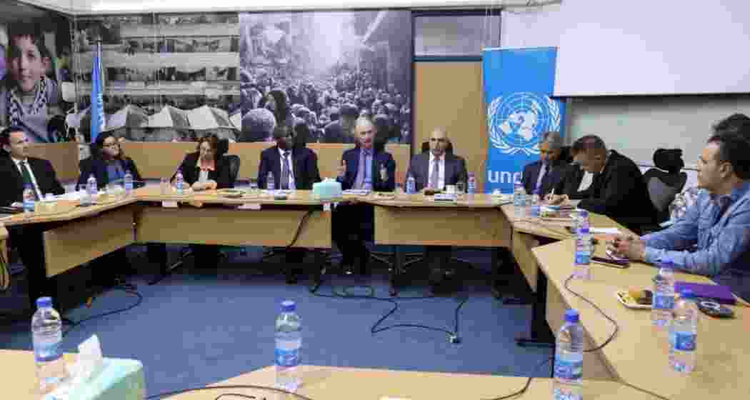 UN envoy Geir O. Pedersen during a meeting with Syrian Foreign Minister Bassam Sabbagh in Damascus on Sunday. UN envoy Geir O. Pedersen during a meeting with Syrian Foreign Minister Bassam Sabbagh in Damascus on Sunday.