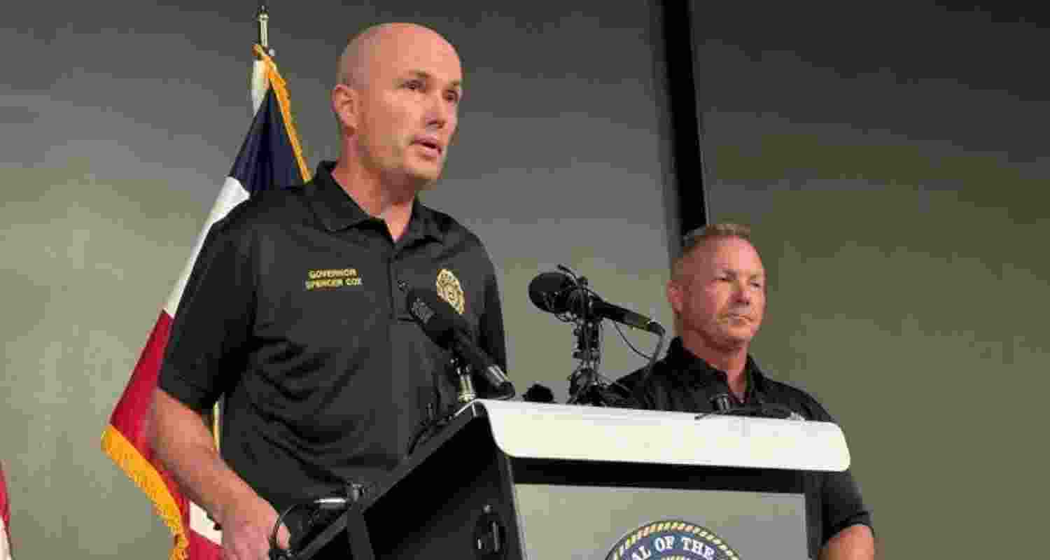 Utah governor Spencer Cox at a earlier press conference, on Wednesday. Authorities are still searching for the suspect in the Charlie Kirk shooting. Utah governor Spencer Cox at a earlier press conference, on Wednesday. Authorities are still searching for the suspect in the Charlie Kirk shooting.