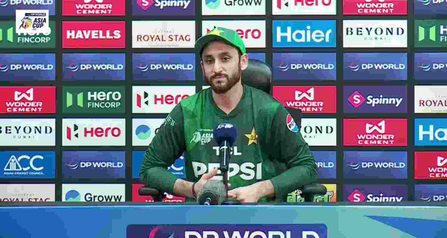 Pakistan skipper Salman Ali Agha at the post-match presentation on Sunday. Pakistan skipper Salman Ali Agha at the post-match presentation on Sunday.