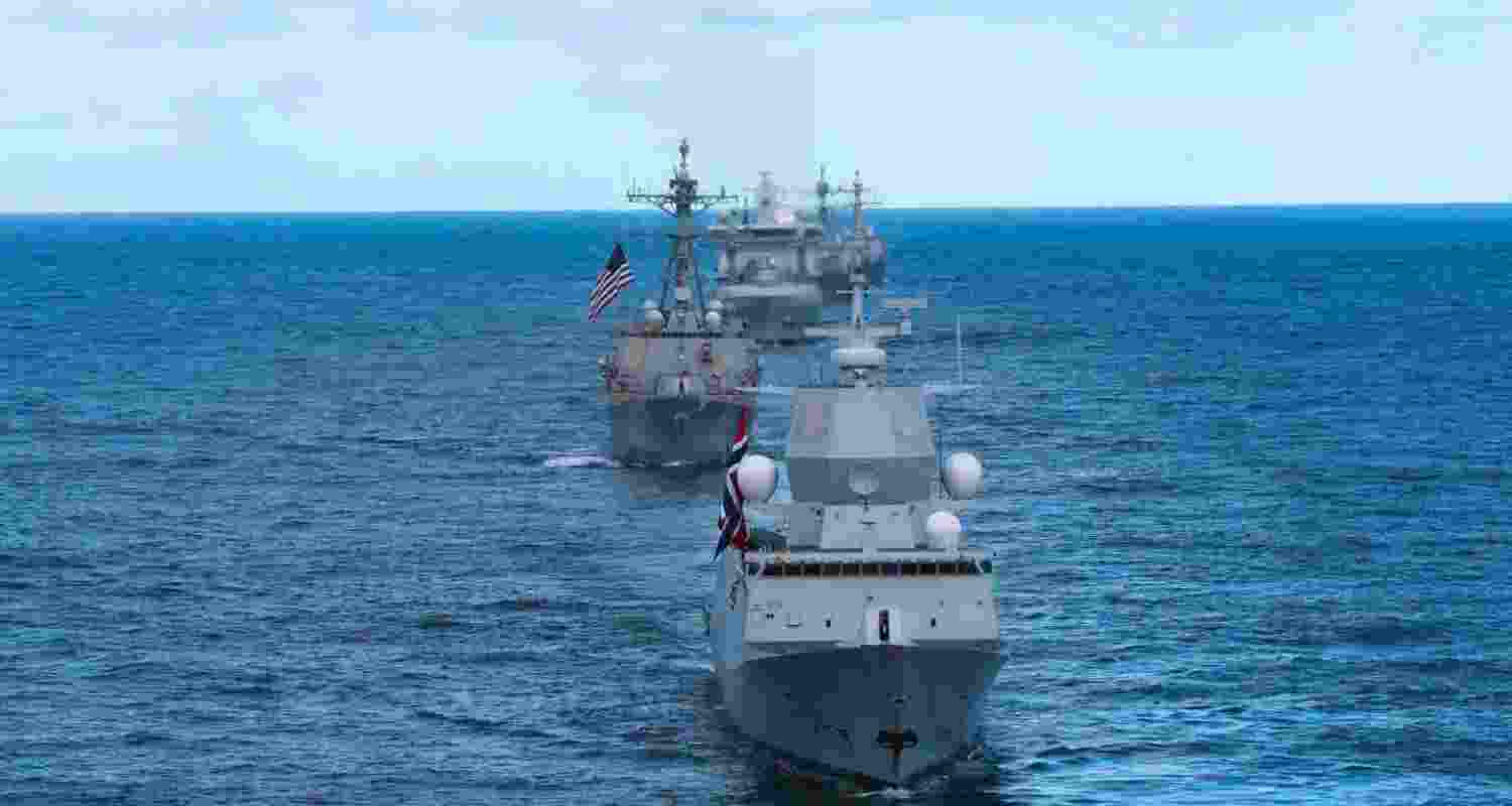 US navy warships in Venezuela. US navy warships in Venezuela.