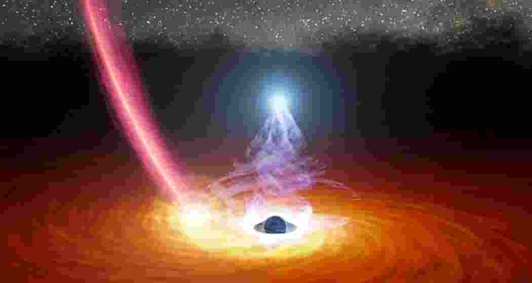 Representative image of X-ray emissions from a distant black hole. Representative image of X-ray emissions from a distant black hole.