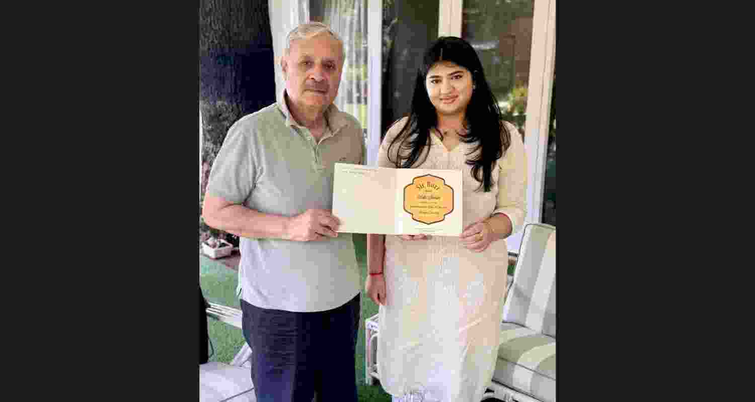 Young author Shivangini presents a copy of her book to Minister of State for Culture Rao Inderjit Singh. Young author Shivangini presents a copy of her book to Minister of State for Culture Rao Inderjit Singh.