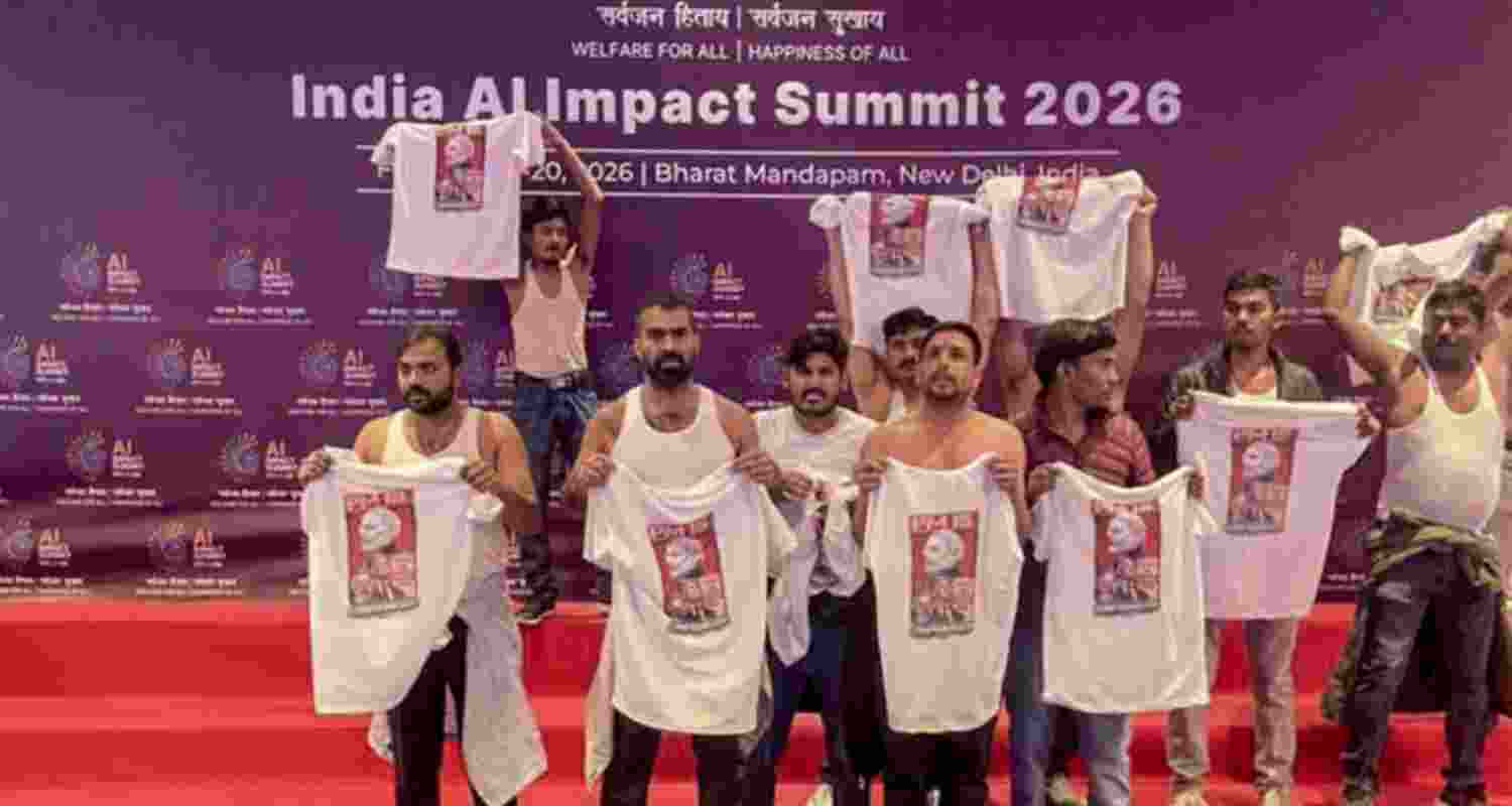 Youth Congress workers had held a protest at AI summit in New Delhi. Youth Congress workers had held a protest at AI summit in New Delhi.